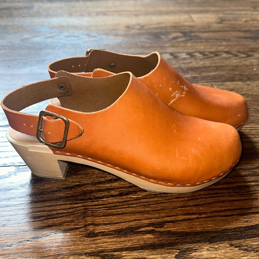 Classic Bryr Suzie Whisky Leather Clogs low heel 36 6.5 As is - Picture 2 of 11